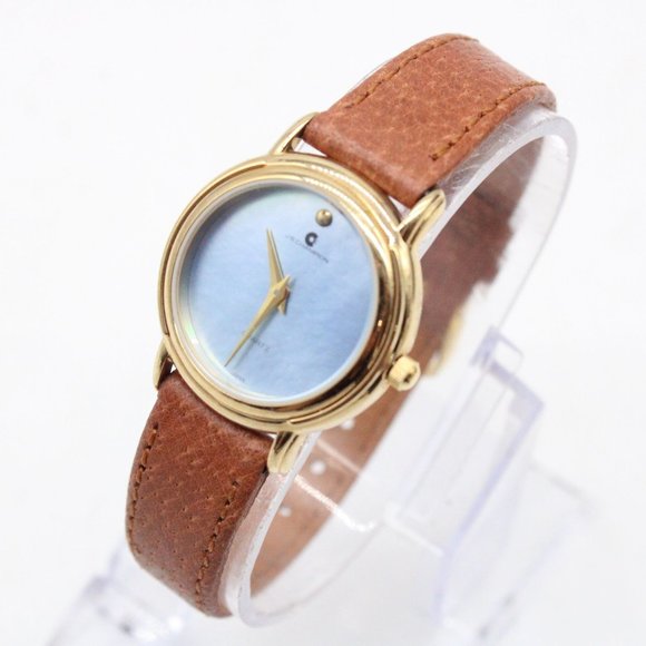 J.B Champion Watch Womens Gold Tone Stainless Steel Blue Dial Leather Band - Picture 4 of 8